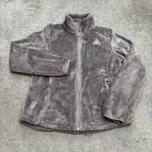 The North Face Osito 2 Fuzzy Sherpa Jacket Women Medium Gray Pocket Outdoor Hike